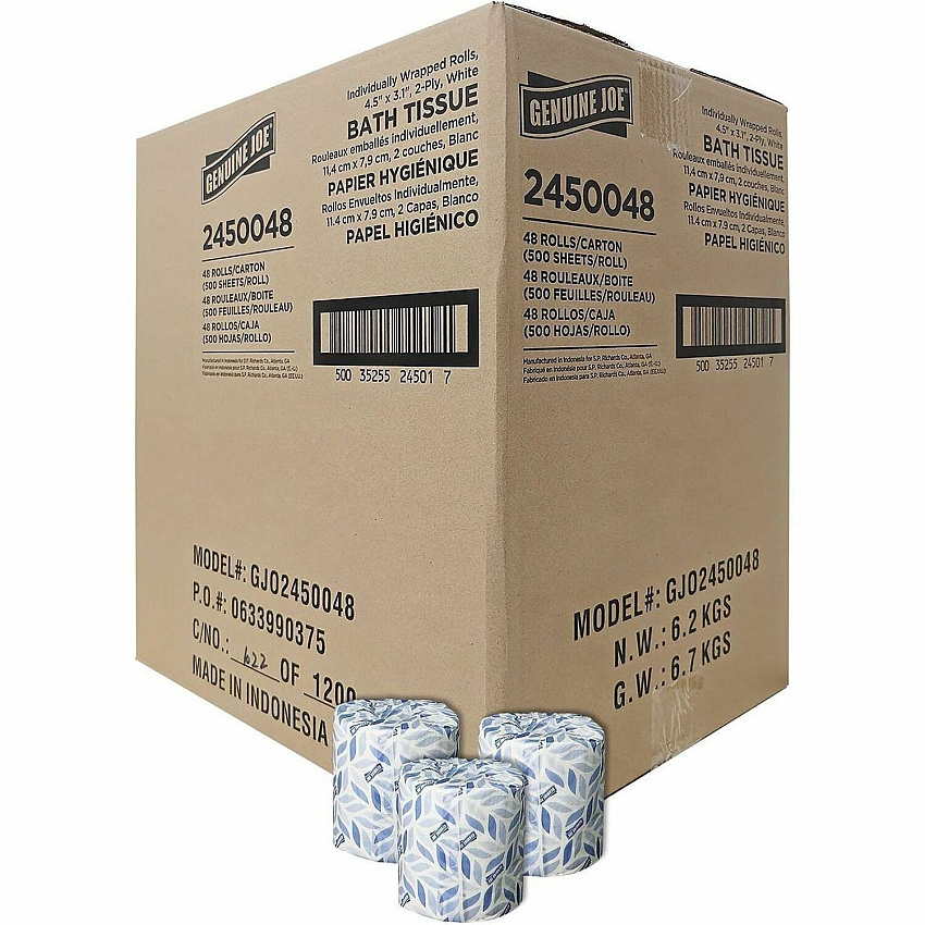 Genuine Joe 2-Ply Bathroom Tissue 2 Ply - 500 Sheets/Roll - White - 1 Carton (GJO2450048)