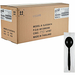 Genuine Joe Heavy-Weight Polypropylene Cutlery Cutlery Set - Soup Spoon - Fork - Food, Cafeteria - Disposable - Polypropylene - Black - 1 Carton (GJO30414) Genuine Joe Heavy-Weight Polypropylene Cutlery Cutlery Set - Soup Spoon - Fork - Food, Cafeteria - Disposable - Polypropylene - Black - 1 Carton (GJO30414)