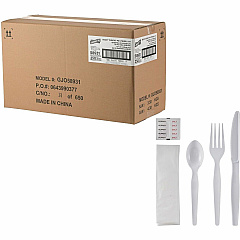 Genuine Joe 6-Piece Heavyweight Utensil Kit 6 Piece(s) - Cutlery Set - Spoon - Fork - Knife - Breakroom - Disposable - Polystyrene - White - 1 Carton (GJO58931) Genuine Joe 6-Piece Heavyweight Utensil Kit 6 Piece(s) - Cutlery Set - Spoon - Fork - Knife - Breakroom - Disposable - Polystyrene - White - 1 Carton (GJO58931)