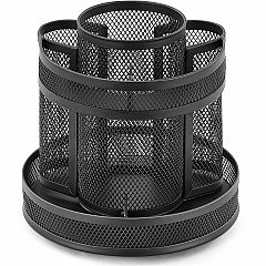 Lorell Multi-Compartment Rotating Desk Organizer Rotate, Rubber Grip, Durable - Black - Rubber, Mesh, Metal - 1 Each (LLR84137) Lorell Multi-Compartment Rotating Desk Organizer Rotate, Rubber Grip, Durable - Black - Rubber, Mesh, Metal - 1 Each (LLR84137)