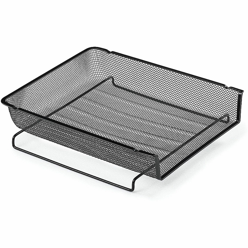 Lorell Mesh Desktop Organizer Tray Stackable - Stackable, Durable - Black - Mesh, Metal - 1 Each (LLR84134)