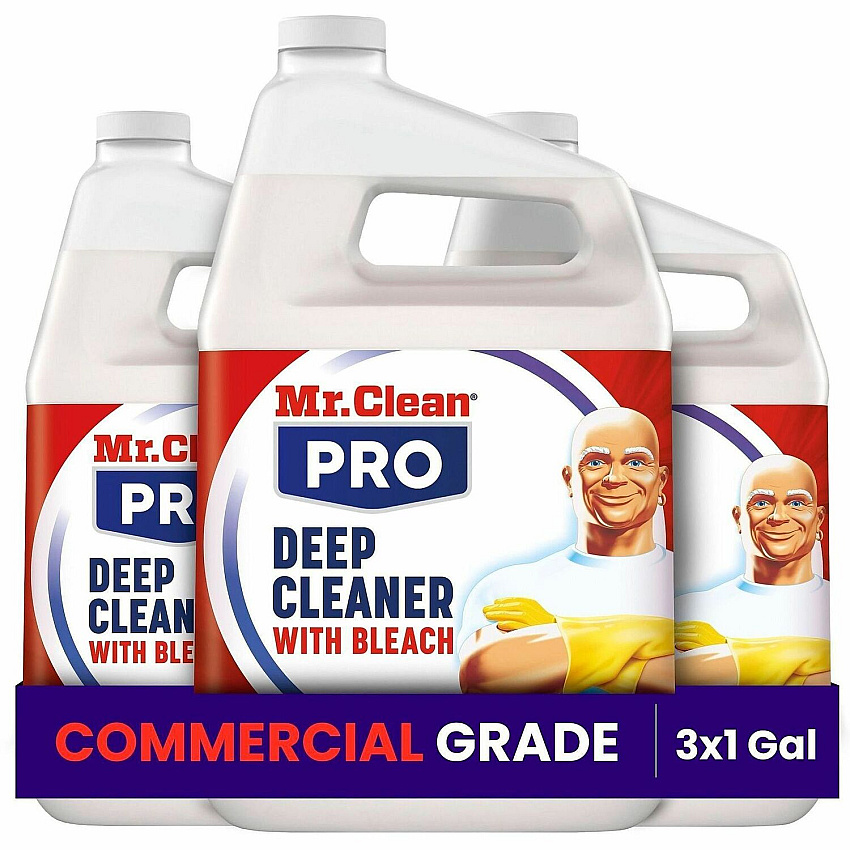 Mr. Clean PRO Deep Cleaner with Bleach For Multi Surface, Multipurpose - Ready-To-Use - Liquid - 128 fl oz (4 quart) - Recommended For: Soil Remover, Grime Remover, Mold Remover, Stain Remover, Odor Remover - Alkylphenols-free, Benzene-free, Lead- (25676)