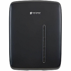San Jamar Timeless Folded Paper Towel Dispenser C Fold, Multifold Dispenser - 450 x Towel C Fold, 750 x Multifold - 16.1" Height x 12" Width x 5.2" Depth - Plastic - Black - Durable, Long Lasting, Easy-to-load, Contemporary Style, Wall Mountable (T1500BK)