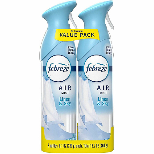 Febreze Air Mist Air Freshener Spray Spray - 8.1 fl oz (0.3 quart) - Linen & Sky - Odor Neutralizer, Long Lasting - 2/Pack - 3 / Carton (20410)