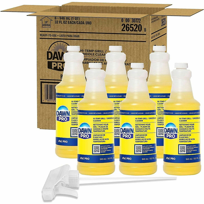 Dawn Pro Hi-Temp Grill Cleaner For Grill, Kitchen, Commercial - 1 quart - Non-corrosive - Yellow - 6 / Carton (26520)