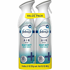 Febreze Heavy-Duty Air Freshener Spray Spray - 8.1 fl oz (0.3 quart) - Crisp Clean - Odor Neutralizer, Long Lasting, Heavy Duty - 2/Pack - 2 / Pack (20429) Febreze Heavy-Duty Air Freshener Spray Spray - 8.1 fl oz (0.3 quart) - Crisp Clean - Odor Neutralizer, Long Lasting, Heavy Duty - 2/Pack - 2 / Pack (20429)