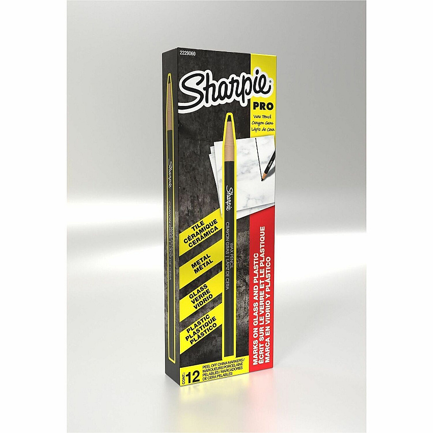 Sharpie Peel-Off Paper China Markers Erasable - Black Ink - Pigment-based - Glass - 12 / Dozen (2229060)