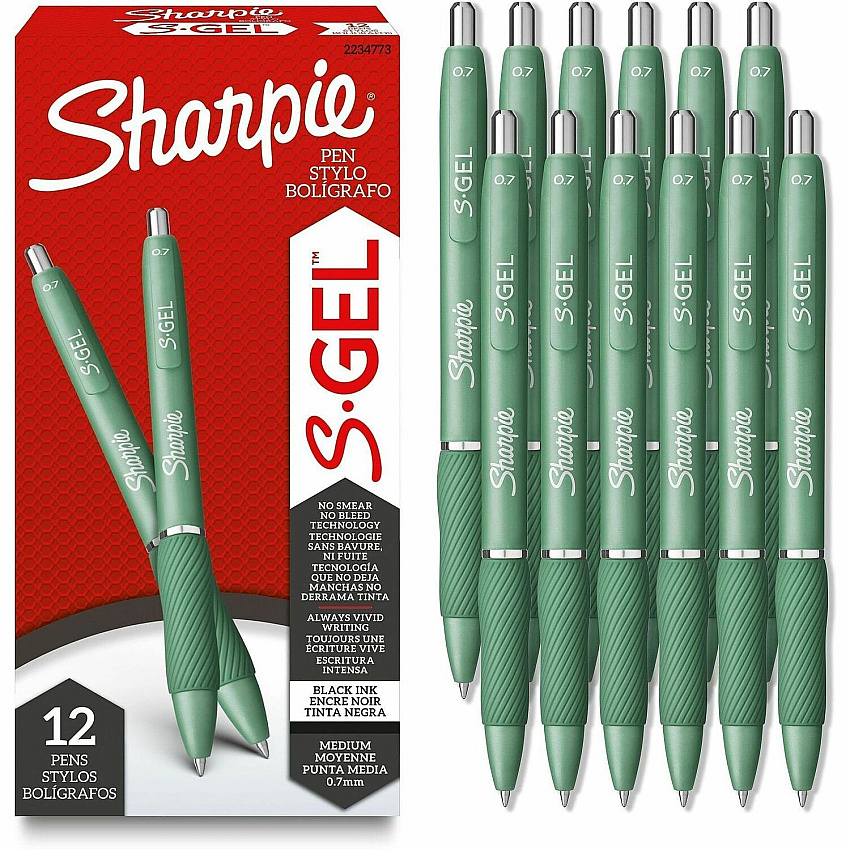 Sharpie S-Gel Pens 0.7 mm Pen Point - Black Ink - Gel-based - Writing, Home, School, Office - 12 / Dozen (2234773)