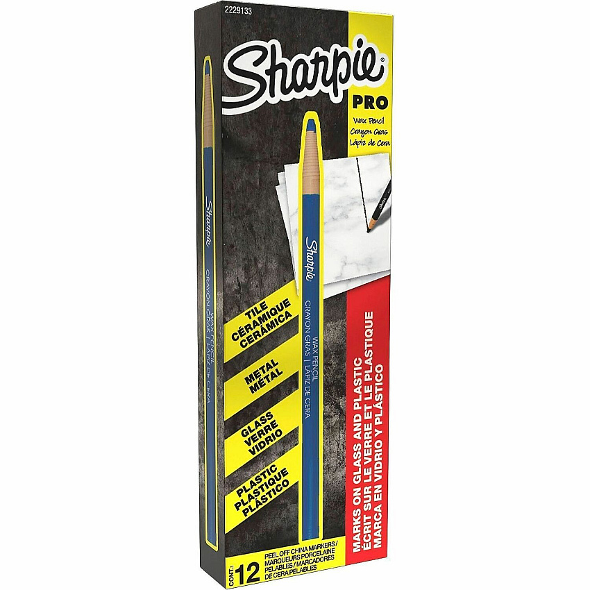 Sharpie Peel-Off Paper China Markers Erasable - Blue Ink - Pigment-based - Glass - 12 / Dozen (2229133)