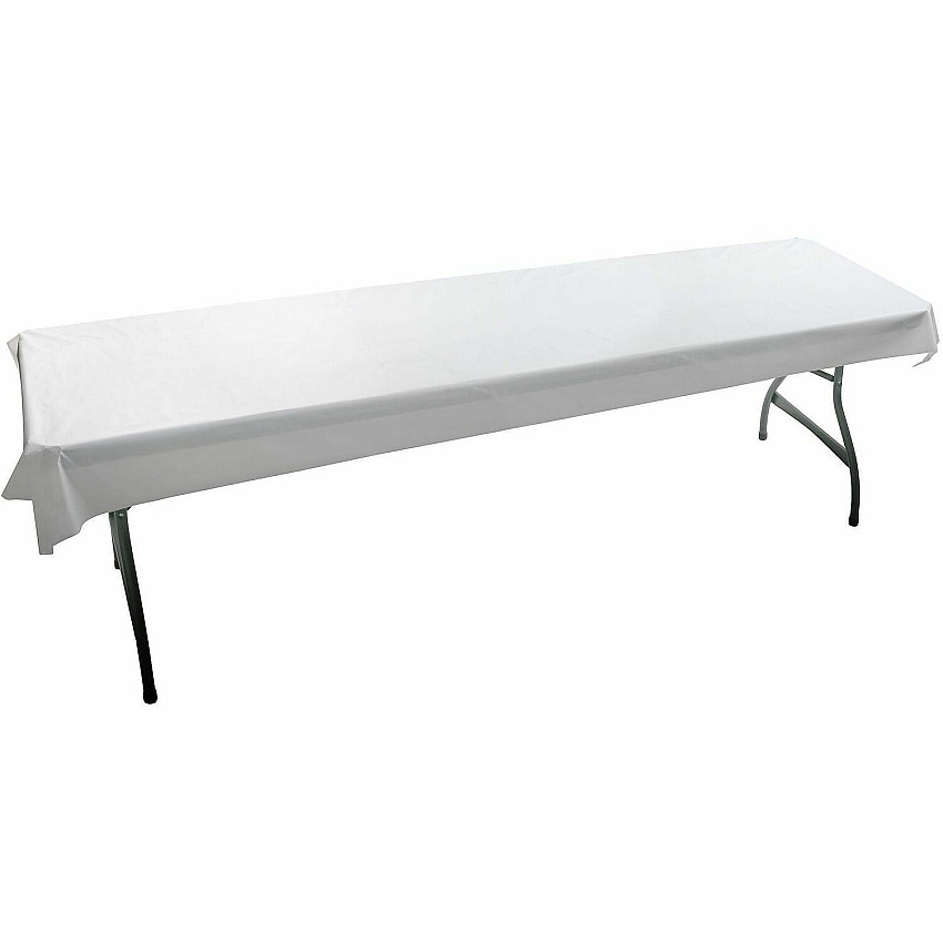 Tatco Banquet Table Cover 100 ft Length x 40" Width - Plastic, Linen - White - 1 Roll (31300)
