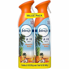Febreze Air Mist Air Freshener Spray Spray - 8.1 fl oz (0.3 quart) - Hawaiian Aloha - Odor Neutralizer, Long Lasting - 2/Pack - 3 / Carton (21321CT) Febreze Air Mist Air Freshener Spray Spray - 8.1 fl oz (0.3 quart) - Hawaiian Aloha - Odor Neutralizer, Long Lasting - 2/Pack - 3 / Carton (21321CT)