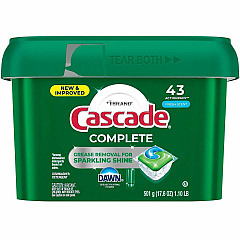 Cascade Complete ActionPacs For Dish, Dishwasher - Pod - Fresh Scent - Recommended For: Residue Remover, Grease Remover, Food Remover, Grime Remover, Baked-on Food Remover, Spot Remover - Phosphate-free, Kosher - Green - 43 / Carton (21700) Cascade Complete ActionPacs For Dish, Dishwasher - Pod - Fresh Scent - Recommended For: Residue Remover, Grease Remover, Food Remover, Grime Remover, Baked-on Food Remover, Spot Remover - Phosphate-free, Kosher - Green - 43 / Carton (21700)