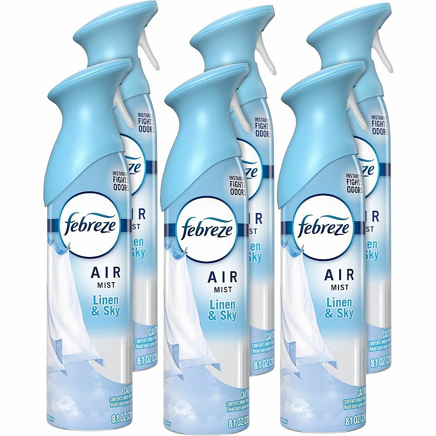Febreze Air Mist Air Freshener Spray Spray - 8.1 fl oz (0.3 quart) - Linen & Sky - Odor Neutralizer, Long Lasting - 6 / Carton (19938CT)