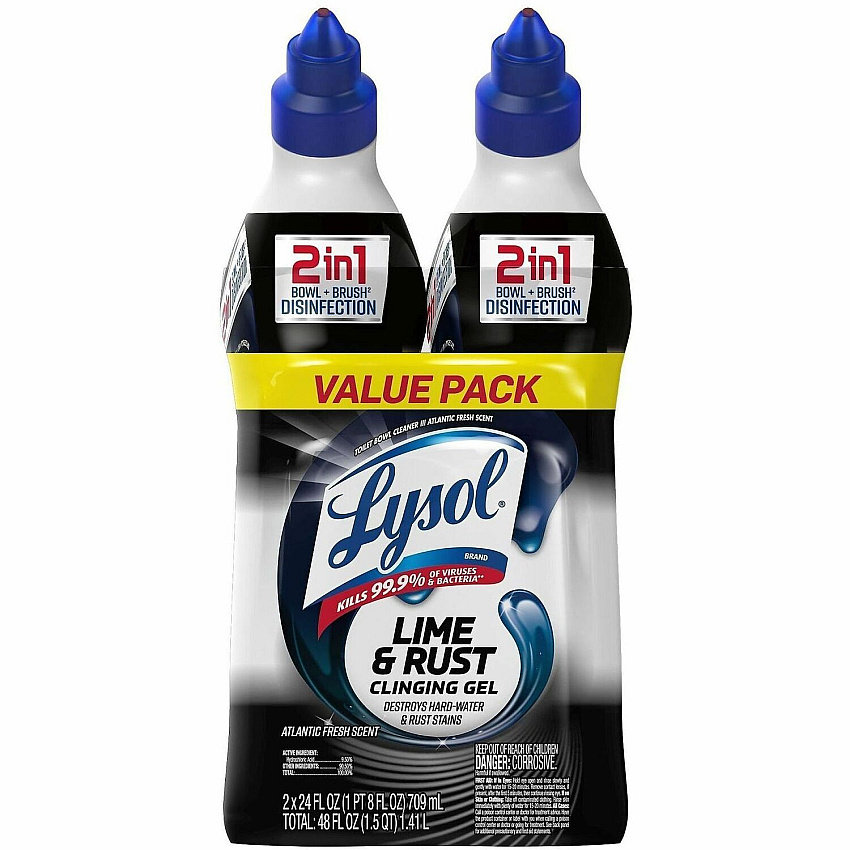 Lysol Toilet Bowl Cleaner For Toilet Bowl, Toilet, Restroom - 24 fl oz (0.8 quart) - Recommended For: Stain Remover, Bacteria Remover, Virus Remover, Odor Remover, Hard Water Deposit Remover - Disinfectant, Deodorize - Black - 4 / Carton (95766)