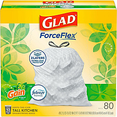 Glad Drawstring Tall Kitchen Bags Gain Original - 13 gal Capacity - 9 mil (229 Micron) Thickness - Drawstring Closure - Yellow - Kitchen, Garbage, Office, School, Day Care, Restaurant, Hotel, Commercial - 100 Bags/Box - 3 / Carton (78750) Glad Drawstring Tall Kitchen Bags Gain Original - 13 gal Capacity - 9 mil (229 Micron) Thickness - Drawstring Closure - Yellow - Kitchen, Garbage, Office, School, Day Care, Restaurant, Hotel, Commercial - 100 Bags/Box - 3 / Carton (78750)