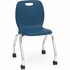 Lorell League Mobile Student Chairs 30" Height x 18.5" Width x 21" Depth - Material: Polypropylene - Finish: Navy - Swivel Caster, Mobility, Easy to Clean, Contoured Seat, Comfortable - For Classroom, Student, Computer Lab, Office - 2 / Carto (LLR99909NY)