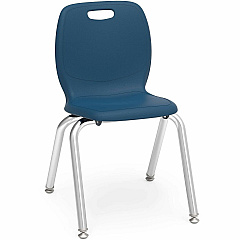 Lorell League 14" Seat Student Stacking Chairs 23.6" Height x 14.8" Width x 16.5" Depth - Material: Polypropylene - Finish: Navy - Stackable, Comfortable, Contoured Seat, Easy to Clean - For Student, Classroom - 4 / Carton (LLR99904NY)
