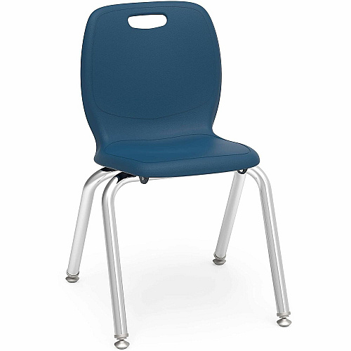 Lorell League 14" Seat Student Stacking Chairs 23.6" Height x 14.8" Width x 16.5" Depth - Material: Polypropylene - Finish: Navy - Stackable, Comfortable, Contoured Seat, Easy to Clean - For Student, Classroom - 4 / Carton (LLR99904NY)