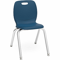 Lorell League 16" Seat Student Stacking Chairs 27" Height x 15.9" Width x 20.5" Depth - Material: Polypropylene - Finish: Navy - Stackable, Comfortable, Contoured Seat, Easy to Clean - For Student, Classroom - 4 / Carton (LLR99905NY)