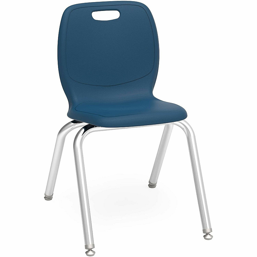 Lorell League 16" Seat Student Stacking Chairs 27" Height x 15.9" Width x 20.5" Depth - Material: Polypropylene - Finish: Navy - Stackable, Comfortable, Contoured Seat, Easy to Clean - For Student, Classroom - 4 / Carton (LLR99905NY)
