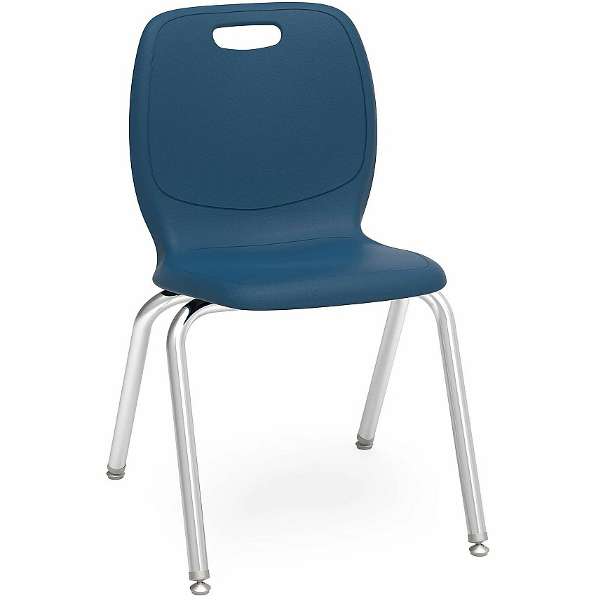 Lorell League 18" Seat Student Stacking Chairs 30" Height x 18.8" Width x 20.5" Depth - Material: Polypropylene - Finish: Navy - Stackable, Comfortable, Contoured Seat, Easy to Clean - For Student, Classroom - 4 / Carton (LLR99906NY)