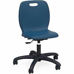 Lorell League Adjustable Height Mobile Classroom Chair 22.6" Height - Material: Polypropylene - Finish: Navy - Swivel, Casters, Versatile, Adjustable Seat, Swivel Caster, Dual Wheel Caster, Pneumatic Adjustment, 360&deg; Swivel, Hooded Caster (LLR83093NY)