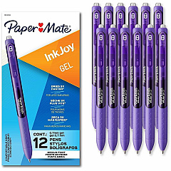 Paper Mate InkJoy Gel Pen 0.7 mm Pen Point - Retractable - Purple Ink - Gel-based - Writing, Home, Office, School - 1 Dozen (1953511A)