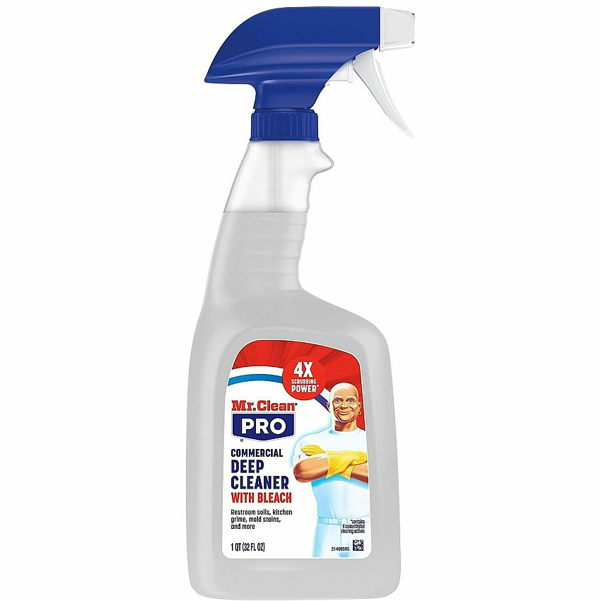 Mr. Clean Deep Cleaner with Bleach For Multi Surface, Multipurpose - Ready-To-Use - Liquid, Spray - 32 fl oz (1 quart) - Recommended For: Soil Remover, Grime Remover, Mold Remover, Stain Remover, Odor Remover - Alkylphenols-free, Benzene-free, Lea (25677)