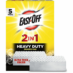 Easy-Off Heavy Duty 2-in-1 Eraser Foam - Heavy Duty, Abrasive - White - 5 / Pack (01776)