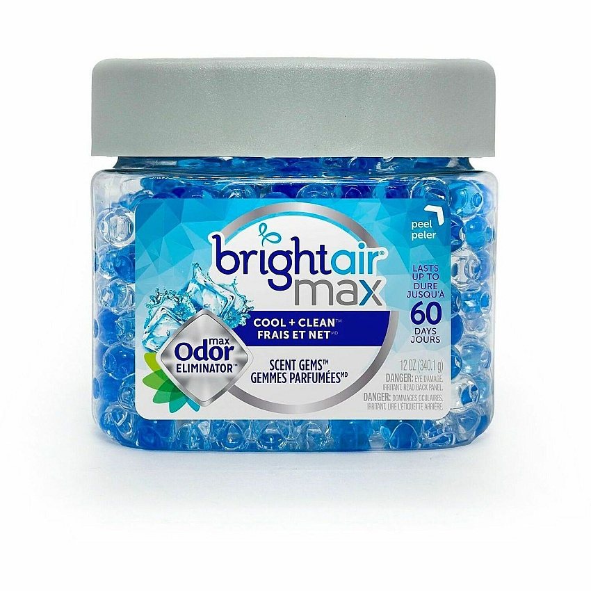 Bright Air Max Odor Eliminator Scent Gems Gel - 14 oz - Cool + Clean - 60 Day - Odor Neutralizer, Phthalate-free, Paraben-free, Formaldehyde-free, NPE-free, BHT Free, Cruelty-free - 6 / Carton (901339CT)