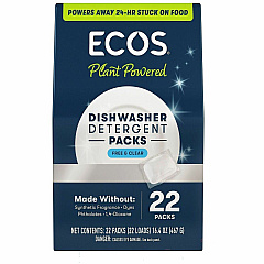 ECOS Dishwasher Detergent Packs For Dishwasher - Powder - Free & Clear Scent - Recommended For: Food Remover, Grease Remover, Grime Remover, Stain Remover - No-rinse, Dye-free, Phthalate-free, Cruelty-free - White - 22 Packs/Box - 6 / Carton (969906)