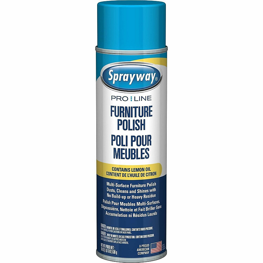 Sprayway Furniture Polish For Furniture - Foam Spray - 16 oz (1 lb) - Fresh Lemon Scent - Recommended For: Dirt Remover, Dust Remover, Oil Remover, Stain Remover, Smudge Remover - Yellow - 12 / Carton (SW811)