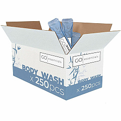 Go Mouthwash Go Essentials Travel-Size Body Wash Packets Bamboo Forest Scent - 0.37 fl oz - Body, Hotel, Spa, Skin, Gym - Moisturizing - Blue - Sulfate-free, Paraben-free - 250 / Pack (BW250)