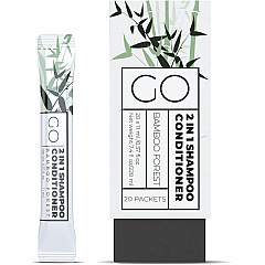 Go Mouthwash Go Essentials Travel-Size 2-in-1 Shampoo/Conditioner Packets Fresh Clean, Bamboo Forest Scent - 0.4 fl oz (10.9 mL) - Hair, Gym, Spa, Hotel - White, Green - Sulfate-free - 20 / Pack (SC20)