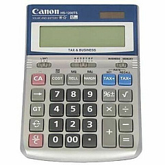 Canon HS-1200TS Portable Display Calculator Angled Display, Auto Power Off, Dual Power, Easy-to-read Display, Sign Change, Floating Decimal, Round Up, Round Off, Round Down - 12 Digits - LCD - Battery/Solar Powered - 1.4" Height x 4.8" Width x  (7438A028)