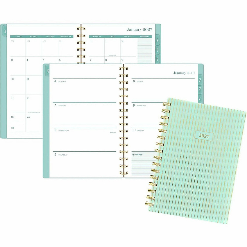 Cambridge Glimmer Weekly/Monthly Planner Monthly, Weekly - 12 Month - January 2027 to December 2027 - 5 1/2" x 8 1/2" Sheet Size - Twin Wire - Poly Cover - 1 Each (1843200)