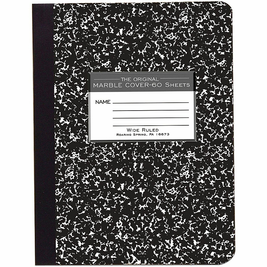 Roaring Spring Wide-ruled Composition Book 60 Sheets - 120 Pages - Sewn/Tapebound - Both Side Ruling Surface - Wide Ruled Front Ruling - Red Margin - 15 lb Basis Weight - 7 1/2" x 9 3/4" Sheet Size - 7.5" Width x 9.8" Depth - White Paper - Black (77222CT)