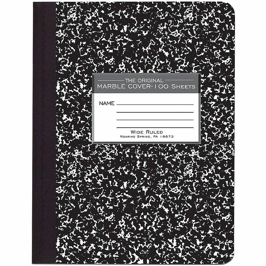 Roaring Spring Wide-ruled Composition Book 100 Sheets - 200 Pages - Sewn/Tapebound - Both Side Ruling Surface - Wide Ruled Front Ruling - Red Margin - 15 lb Basis Weight - 9 3/4" x 7 1/2" Sheet Size - 7.5" Width x 9.8" Depth - White Paper - Blac (77230CT)