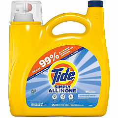 Tide Simply All-in-1 Detergent For Laundry, Clothes - Liquid - 107 fl oz (3.3 quart) - Refreshing Breeze, Clean Scent - 85 Loads - Recommended For: Dirt Remover, Stain Remover, Odor Remover - Odor Neutralizer - Yellow Jug - 4 / Carton (26840)