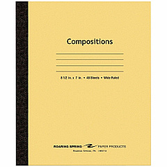 Roaring Spring Plain Cover Tapebound Comp Notebook 48 Sheets - 96 Pages - Sewn/Tapebound - Both Side Ruling Surface - Wide Ruled Front Ruling - 15 lb Basis Weight - Legal - 8 1/2" x 7" Sheet Size - 7" Width x 8.5" Depth - White Paper - Black Bin (77308CT) Roaring Spring Plain Cover Tapebound Comp Notebook 48 Sheets - 96 Pages - Sewn/Tapebound - Both Side Ruling Surface - Wide Ruled Front Ruling - 15 lb Basis Weight - Legal - 8 1/2" x 7" Sheet Size - 7" Width x 8.5" Depth - White Paper - Black Bin (77308CT)