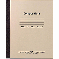 Roaring Spring Wide Ruled 20-sheet Compositn Book 20 Sheets - 40 Pages - Sewn/Tapebound - Both Side Ruling Surface - Wide Ruled Front Ruling - 15 lb Basis Weight - Legal - 8 1/2" x 7" Sheet Size - 8.5" Width x 7" Depth - White Paper - Black Bind (77340CT) Roaring Spring Wide Ruled 20-sheet Compositn Book 20 Sheets - 40 Pages - Sewn/Tapebound - Both Side Ruling Surface - Wide Ruled Front Ruling - 15 lb Basis Weight - Legal - 8 1/2" x 7" Sheet Size - 8.5" Width x 7" Depth - White Paper - Black Bind (77340CT)