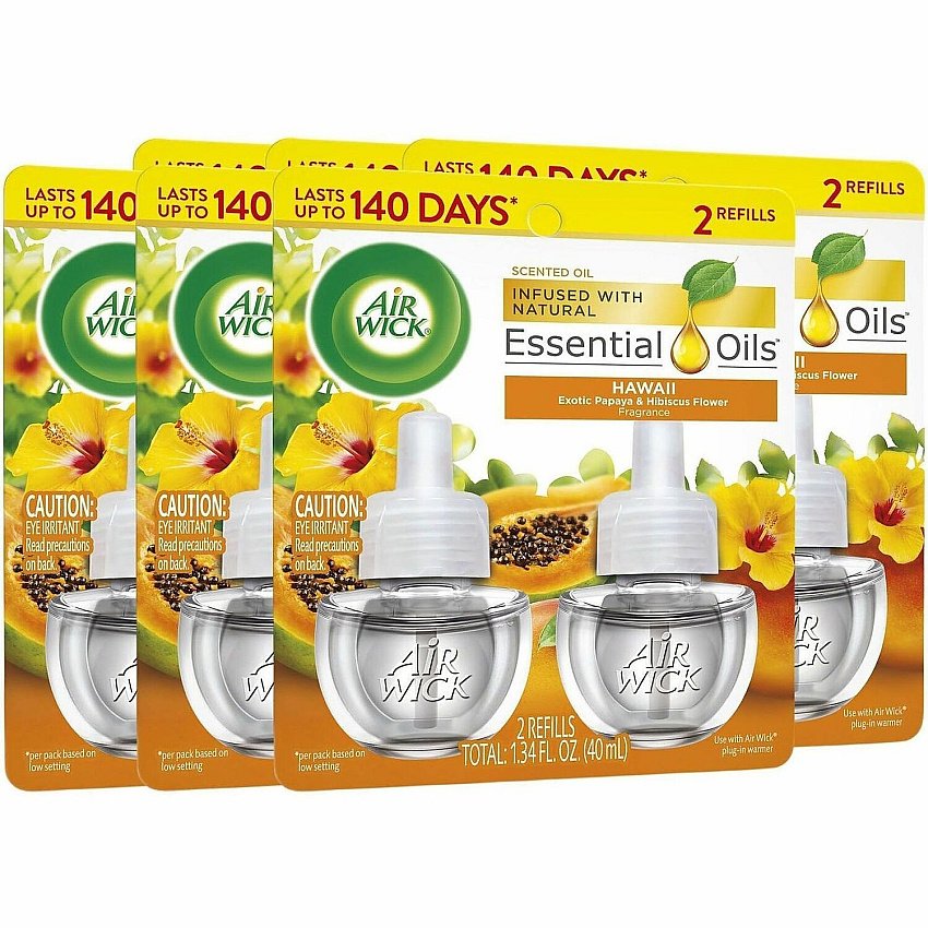 Air Wick Scent Oil Warmer Refill Oil - 0.7 fl oz (0 quart) - Hawaii Exotic Papaya, Hibiscus Flower - 120 Day - 2 Refills/Pack - 6 / Carton (01328CT)