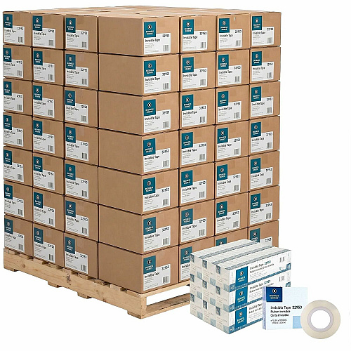 Business Source Premium Invisible Tape Value Pack 333.33 yd Length x 0.75" Width - 1" Core - Clear - Split Resistant, Tear Resistant - For Multipurpose, Splicing, Mending - 72 / Pallet (BSN32953PL)
