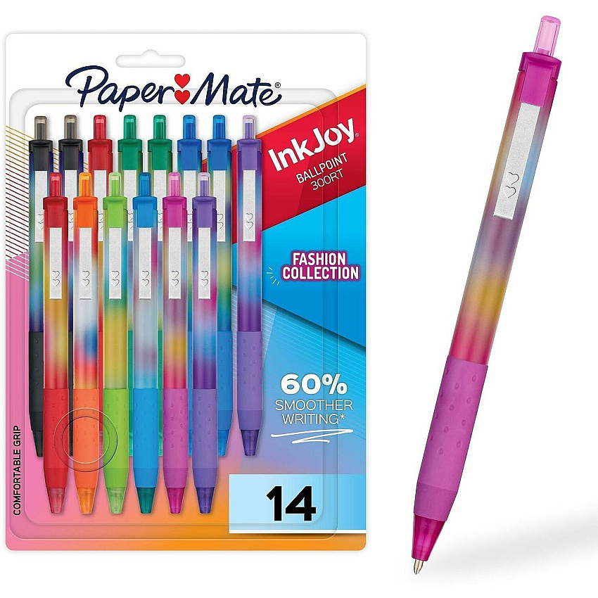 Paper Mate InkJoy 300 RT Pen Fashion-wrap Barrel 1.0 mm Medium Pen Point - Retractable - Fashion Assorted Ink - Writing - 14 / Pack (2226844)