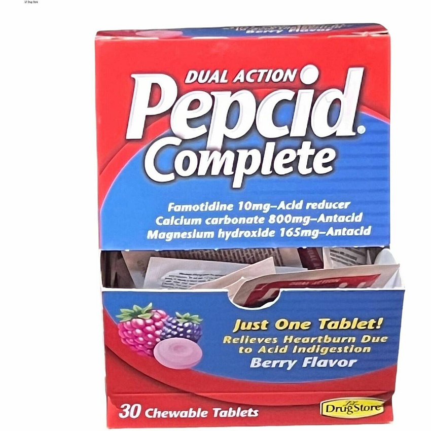 Lil' Drug Store Single Dose Pepcid Complete For Heartburn, Acid Indigestion, Sour Stomach, First Aid - Berry - 30 / Box (64228)