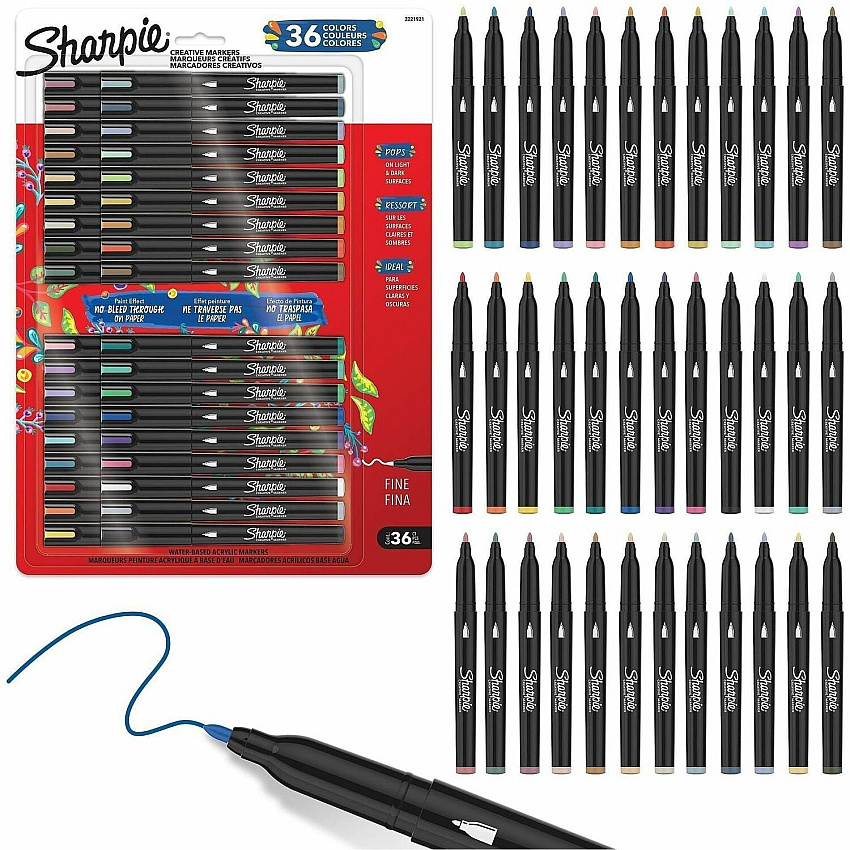 Sharpie Creative Markers Fine Marker Point - Assorted Ink - Multipurpose - 36 / Pack (2221921)