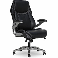Lorell Lumbar Foam Executive Chair 5-star Base - Black - Memory Foam, Bonded Leather - Armrest - 1 Each (LLR47923)
