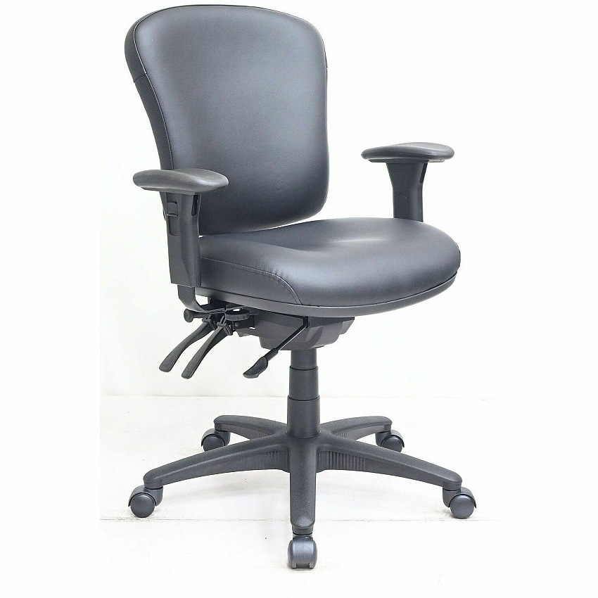 Lorell Accord Series Task Chair Black Frame Color - Mid Back - Black - Vinyl - Armrest - 1 Each (LLR66124)