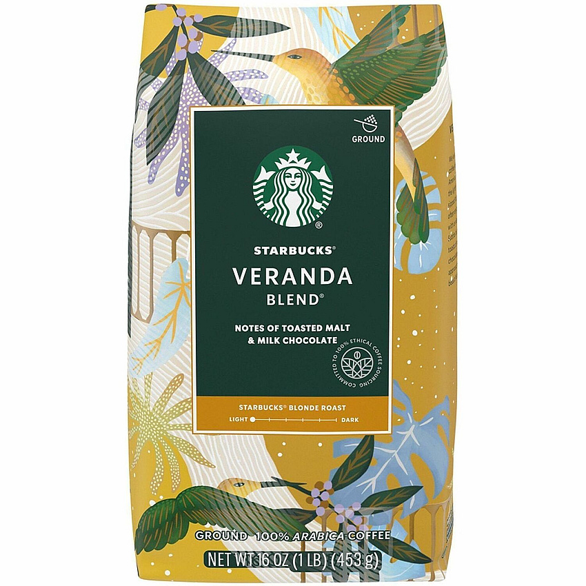 Starbucks Ground Veranda Blend Blonde Roast Ground Coffee Compatible with Drip-coffee Brewer - Blonde - Ground - Veranda Blend - 6 / Carton (12413968CT)
