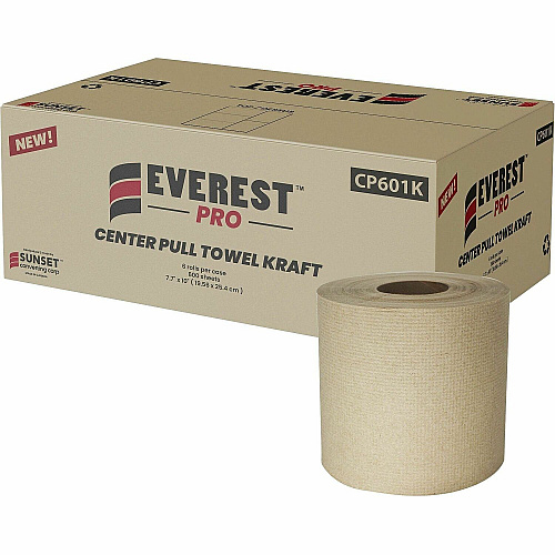 Everest Center-Pull Paper Towels 2 Ply - 600 Sheets/Roll - Natural - Paper, Kraft - 6 / Carton (CP601KFSC)